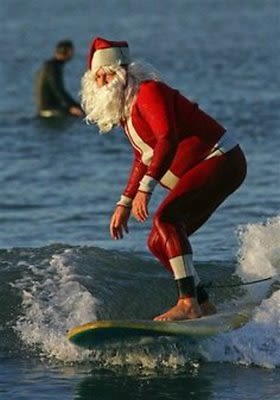 santa surfing