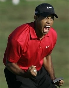 Tiger Woods Reacts To Birdie Putt
