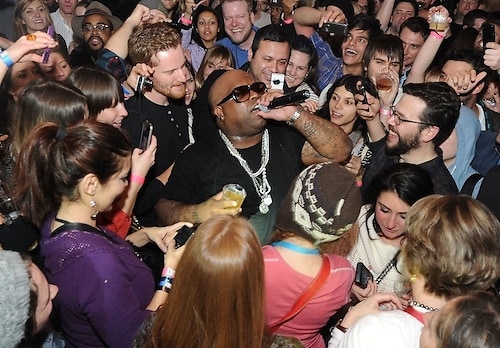 Cee-lo with a microphone partying at 2012 Sundance
