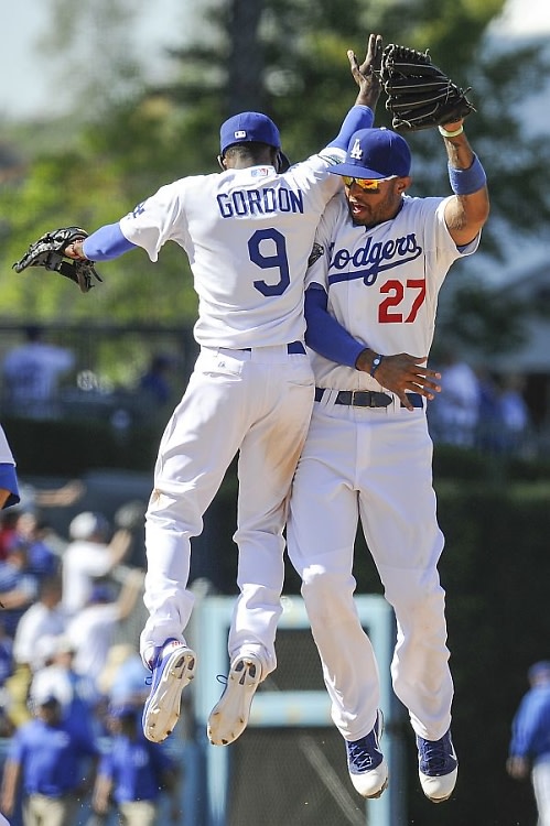 Members of the Beach Boys where Dodgers jerseys on opening day as