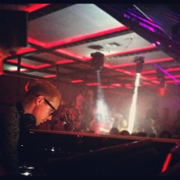 Diplo spinning at the preview of SBE's Blok