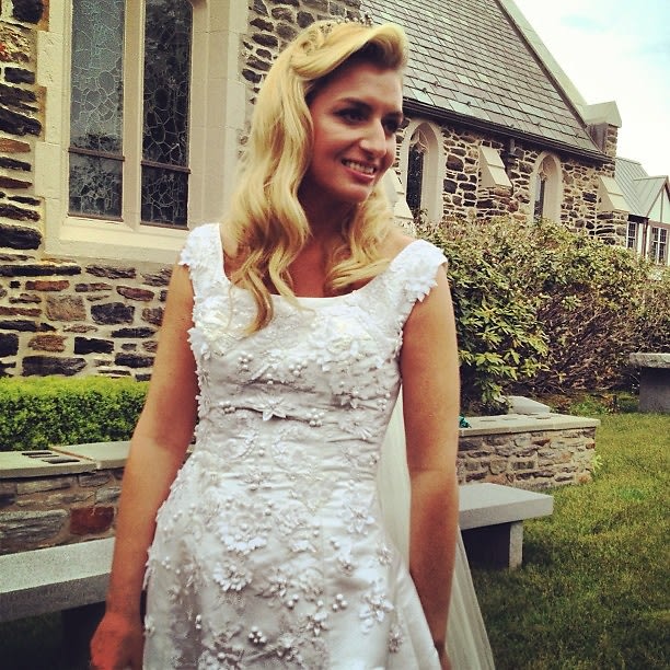 Katherine Pingree in Oscar de la Renta wedding gown