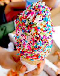 Mister Softee Soft Vanilla Ice Cream and Rainbow Sprinkles on a Cone