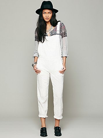 Free People Straight Eyelet Overalls 