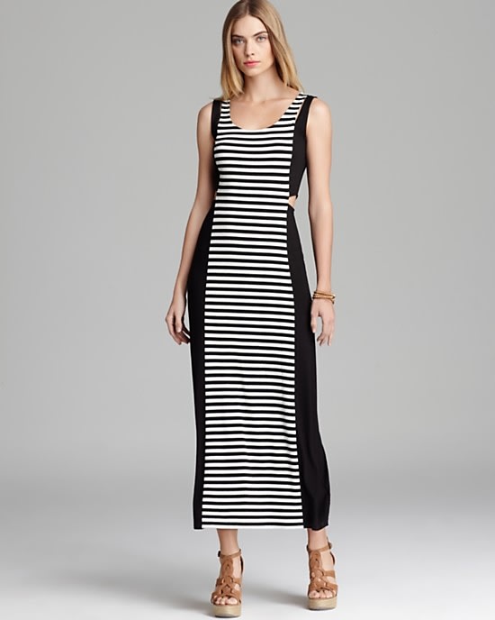 Aqua Stripe Cutout Maxi Dress