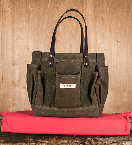 CXXVI Moss Green Waxed Tote Bag