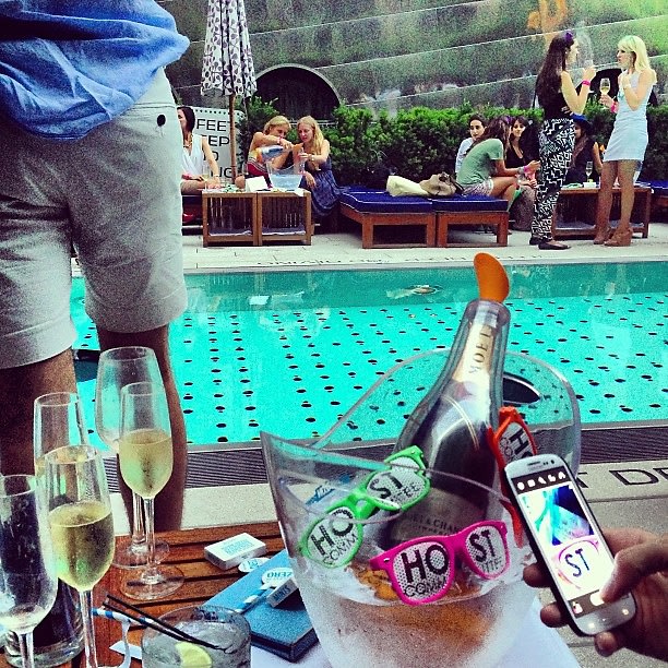 Popping bottles by the pool