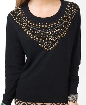 Studded Raglan Pullover