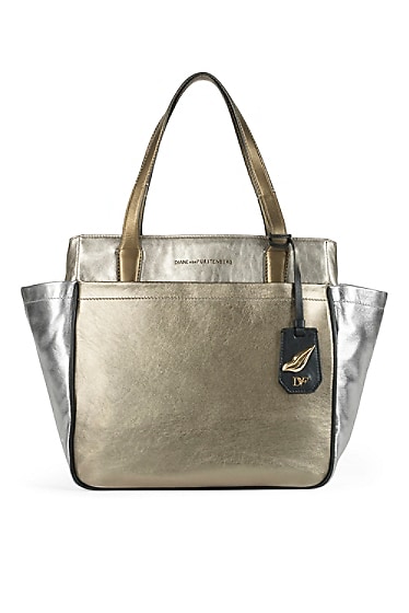 On The Go Metallic Leather Tote