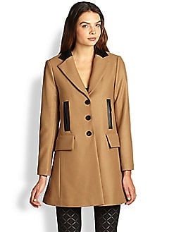 Nanette Lepore Grand Bazaar Leather-Trim Coat