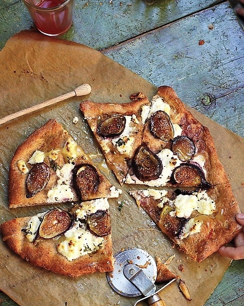 Pizza with Fresh Figs, Ricotta, Thyme, and Honey