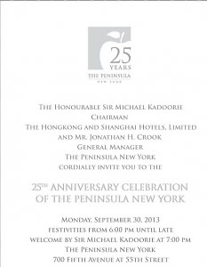  The Peninsula New York's 25th Anniversary