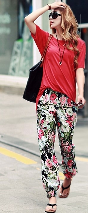 printed tapered trousers 