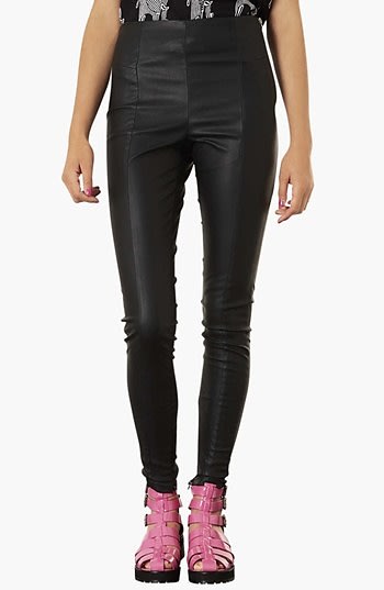 Topshop Faux Leather Seamed Leggings