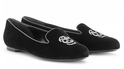 Alexander McQueen Embroidered Sequined Skull Smoking Slipper 