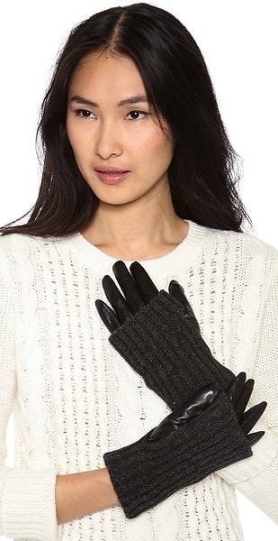 Carolina Amato Convertible Leather & Knit Gloves