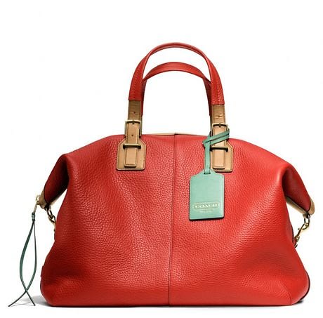 Red Soft Legacy Travel Satchel In Pebbled Leather