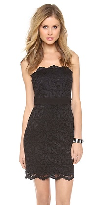 Velvet Strapless Stretch Lace Dress