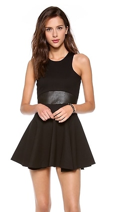 Mason by Michelle Mason Leather Trim Ponte Dress