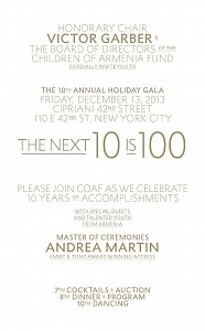 Children of Armenia Fund 10th Annual Holiday Gala 