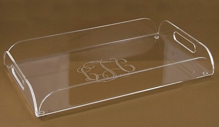 Monogrammed Acrylic Large Tray with Handles