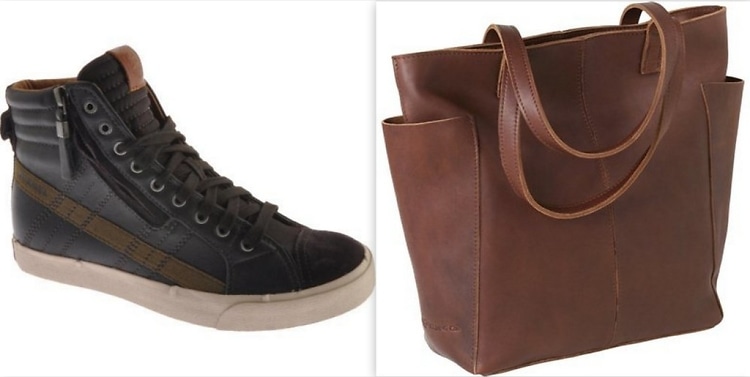 Diesel Sneakers, Duluth Trading Co. Lifetime Leather Tote Bag