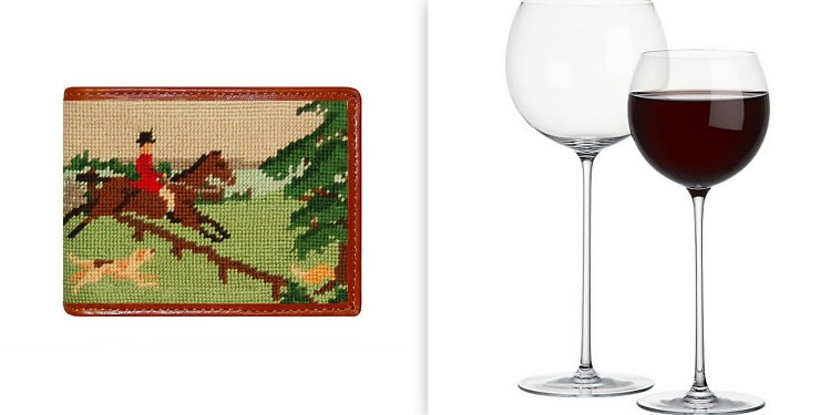 Fox Hunting Scene Needlepoint Bi-Fold Wallet, Camille Red Wine Glass