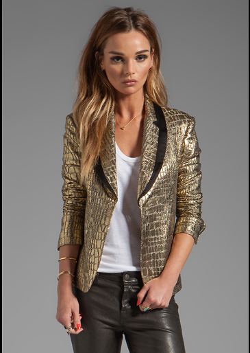 Diane von Furstenberg Runway Ofelia Metallic Jacket in Metallic Gold