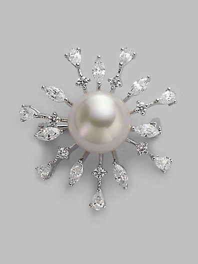 Majorica White Pearl Starburst Pin 