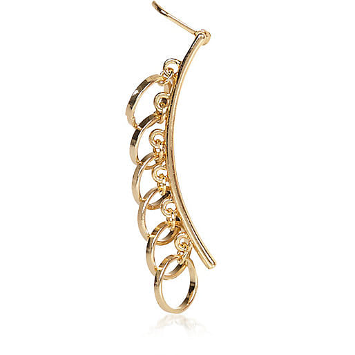 River Island Gold Tone Hoop Bar Ear Cuff 