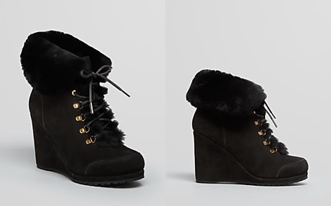 L.K.Bennett Cold Weather Platform Wedge Ankle Booties 