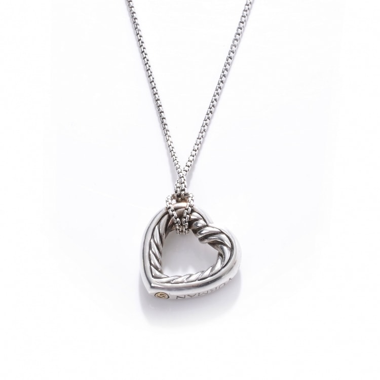 David Yurman Sterling Silver Open Heart Necklace