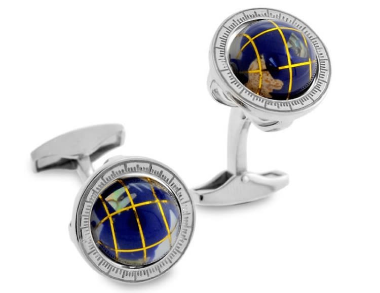 Tateossian Sterling Silver Globe Cuff Links