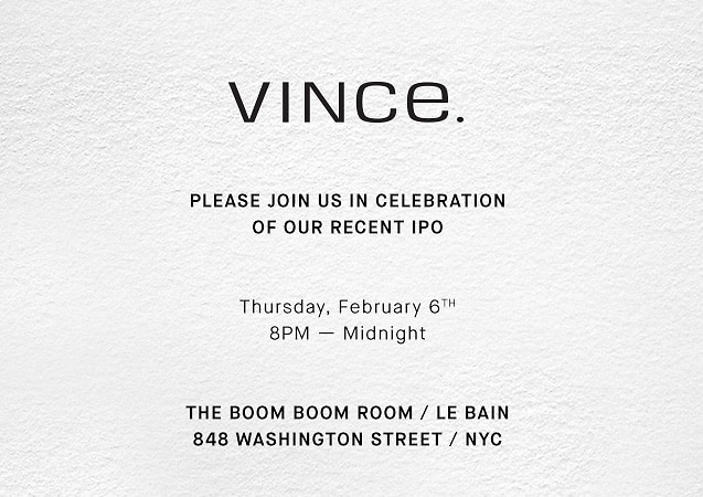 Vince IPO/Fashion Week Party