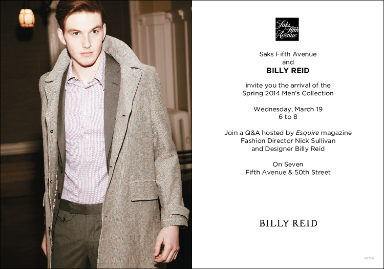 Billy Reid at Saks Fith Avenue