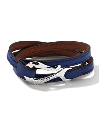 Ippolita Men's Pelle Sterling-Hook Leather 3-Wrap Bracelet in Blue