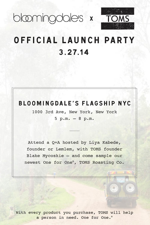 TOMS Launch at Bloomingdale's
