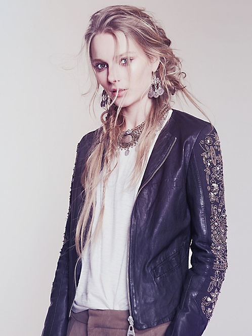 Free People Razzle Dazzle Biker Jacket