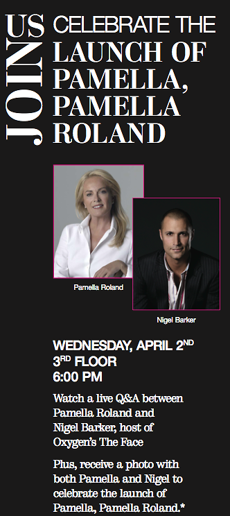  Lord & Taylor to Host Pamella Roland and Nigel Barker for Pamella, Pamella Roland Launch