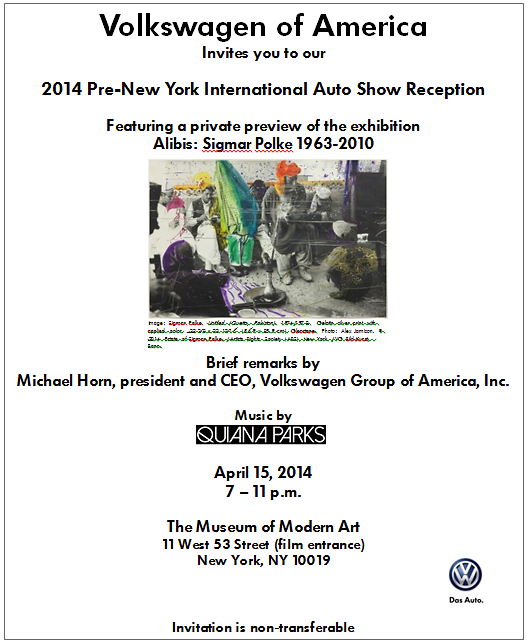 VOLKSWAGEN OF AMERICAN 2014 PRE-NEW YORK INTERNATIONAL AUTO SHOW RECEPTION