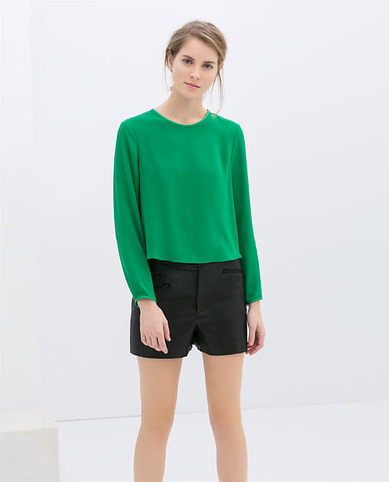Crop Top with Faux Leather Edging
