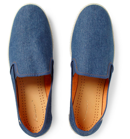 Rubber-Soled Denim Slip-On Shoes