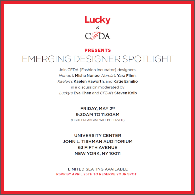Lucky Magazine & CFDA Presents Emerging Designer Spotlight