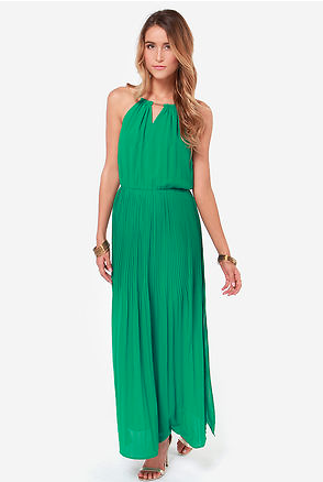 Chain-ge of Heart Green Maxi Dress