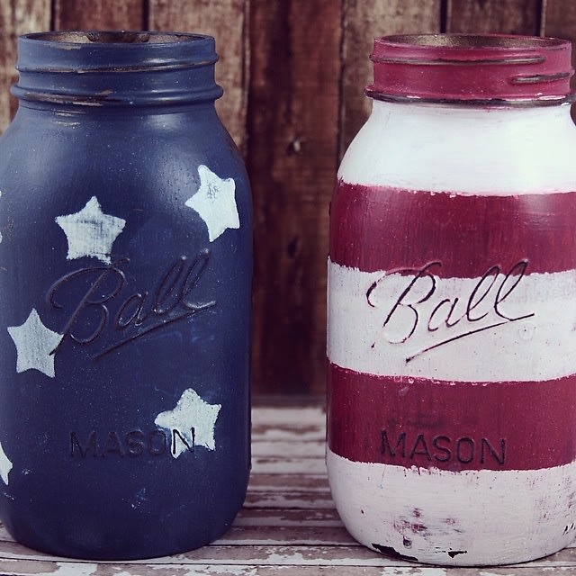 Fourth Of July Painted Mason Jars