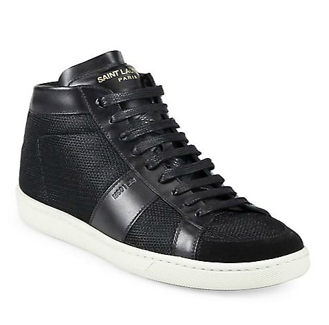 Saint Laurent Leather Trim Sneakers