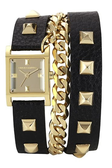 Vince Camuto Double Wrap Chain & Leather Strap Watch, 21mm