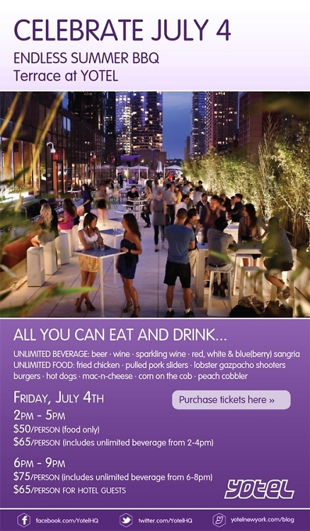 4th Of July Endless Summer BBQ At Yotel New York