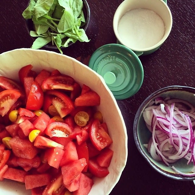 Chrissy Teigen watermelon tomato salad