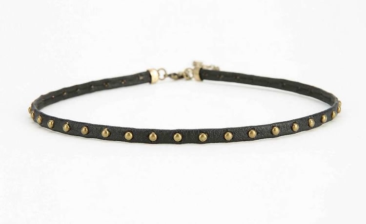 Beaded Vegan Leather Choker Necklace